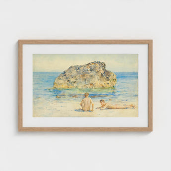 The Sunbathers - Henry Scott Tuke Fine Art Print / Canvas Boyhood’s Transitory Reverie, Tuke’s Brush Unfurls, Sea’s Aquamarine Shimmer