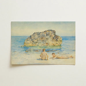 The Sunbathers - Henry Scott Tuke Fine Art Print / Canvas Boyhood’s Transitory Reverie, Tuke’s Brush Unfurls, Sea’s Aquamarine Shimmer
