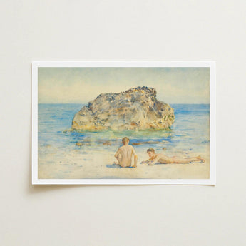 The Sunbathers - Henry Scott Tuke Fine Art Print / Canvas Boyhood’s Transitory Reverie, Tuke’s Brush Unfurls, Sea’s Aquamarine Shimmer