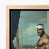 Framed Canvas Print Muscular Man White Headband Set Gay Sea Captain, Black, Art