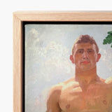 The Victor - Osmar Schindler Art Print / Canvas Framed Painting Shirtless Man Short Brown Hair, Positions, High Ground, Panoramic City,