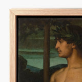 Framed Canvas Print Classical Painting Man Olive Leaves Oil Panel Holds, Young Beneath, Laurel Leaf Crown, Ottilie w Roederstein, Art,