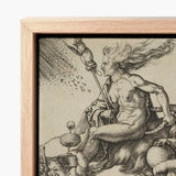 The Witch - Albrecht Durer Art Print / Canvas Framed Black-and-white Mythological Figure Hair Dramatic Expression Set, Crone Vaults Prints