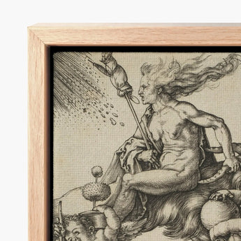The Witch - Albrecht Durer Art Print / Canvas Framed Black-and-white Mythological Figure Hair Dramatic Expression Set, Crone Vaults Prints