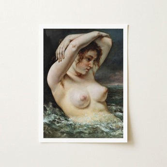 The Woman in Waves - Gustave Courbet Art Print / Canvas, Pulls, English Channel’s Churn, Auburn Curls Salt-damp, Bather Upward Prints