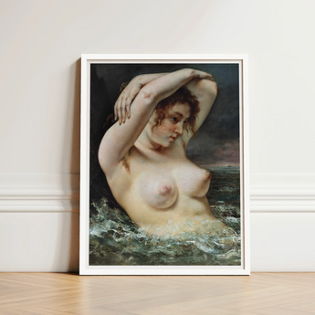 The Woman in Waves - Gustave Courbet Art Print / Canvas Framed Reproduction Classical Painting Nude Turbulent Ocean, Pulls, English