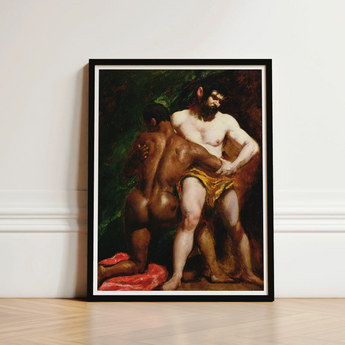 The Wrestlers - William Etty Homoerotic Art Print / Canvas Framed Reproduction El Greco’s ?The Fall Rebel Angels”, Testosterone-fueled Time C