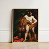 The Wrestlers - William Etty Homoerotic Art Print / Canvas Framed Reproduction El Greco’s ?The Fall Rebel Angels”, Testosterone-fueled Time C