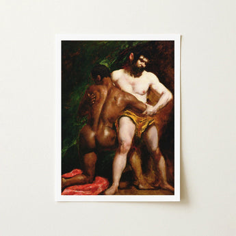 The Wrestlers - William Etty Homoerotic Art Print / Canvas Framed Reproduction El Greco’s ?The Fall Rebel Angels”, Testosterone-fueled Time C