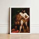 The Wrestlers - William Etty Homoerotic Art Print / Canvas White-framed Reproduction El Greco’s ?The Fall Rebel Angels”, Testosterone-fueled T