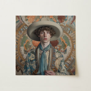 Theodore - Handsome Gay Cowboy Art Print / Canvas, 12x12’’ / 31x31cm / Unframed / no Border, Posters Prints & Visual Artwork, Toby Leon