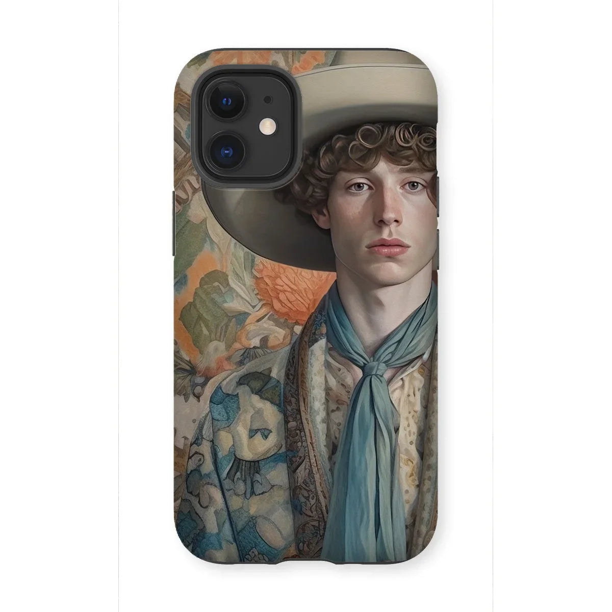 Theodore - Handsome Gay Cowboy Iphone Case, 12 Mini / Matte, Phone Case Portrait Young Person Wide-brimmed Hat Patterned