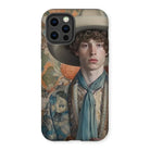 Theodore - Handsome Gay Cowboy Iphone Case, 12 Pro / Matte, Phone Case Portrait Young Person Cowboy Hat Colorful