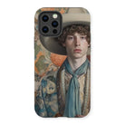 Theodore - Handsome Gay Cowboy Iphone Case, 13 Pro / Matte, Phone Case Portrait Young Person Cowboy Hat Floral