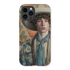 Theodore - Handsome Gay Cowboy Iphone Case, 14 Pro / Matte, Phone Case Portrait Young Person Cowboy Hat Ornate