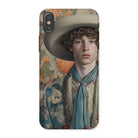 Theodore - Handsome Gay Cowboy Iphone Case, x / Matte, Phone Case Portrait Young Person Cowboy Hat Ornate