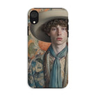 Theodore - Handsome Gay Cowboy Iphone Case, Xr / Matte, Phone Case Portrait Young Person Wide-brimmed Hat Ornate