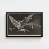 Black-framed Artwork Muscular Figure Detailed Wings Dark Skies Goya Captures, Etched Copper, Madness Sharing