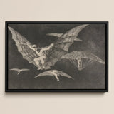 Where There’s a will Way - Francisco De Goya Art Print / Canvas Black-framed Artwork Monochromatic Winged Figures Flight Goya Captures,
