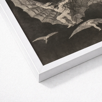 Framed Black-and-white Winged Figures Flight Enclosed Sleek White Goya Captures, Etched Copper, Madness Sharing