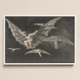 Where There’s a will Way - Francisco De Goya Art Print / Canvas Framed Black-and-white Winged Figures Flight Enclosed Simple White Goya