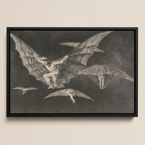 Where There’s a will Way - Francisco De Goya Framed Canvas, 18x12’’ / 46x31cm / Black Floating Frame, Framed Dark-toned Artwork Winged