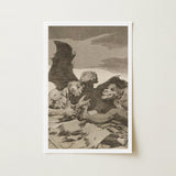 They Spruce Themselves Up - Francisco De Goya Art Print / Canvas Framed Black-and-white Grotesque Winged Figures Dramatic Scene Three