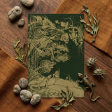 They’d such Very Odd Heads and Tails - Arthur Rackham Art Print / Canvas Dark Green Rectangular Intricate Gold-toned Linework, Tarnished