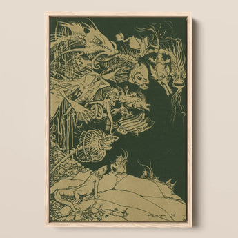 They’d such Very Odd Heads and Tails - Arthur Rackham Framed Canvas, 12x18’’ / 31x46cm / Natural Floating Frame, Framed Fantastical