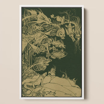 They’d such Very Odd Heads and Tails - Arthur Rackham Framed Canvas, 12x18’’ / 31x46cm / White Floating Frame, Framed Dark Green Gold-toned