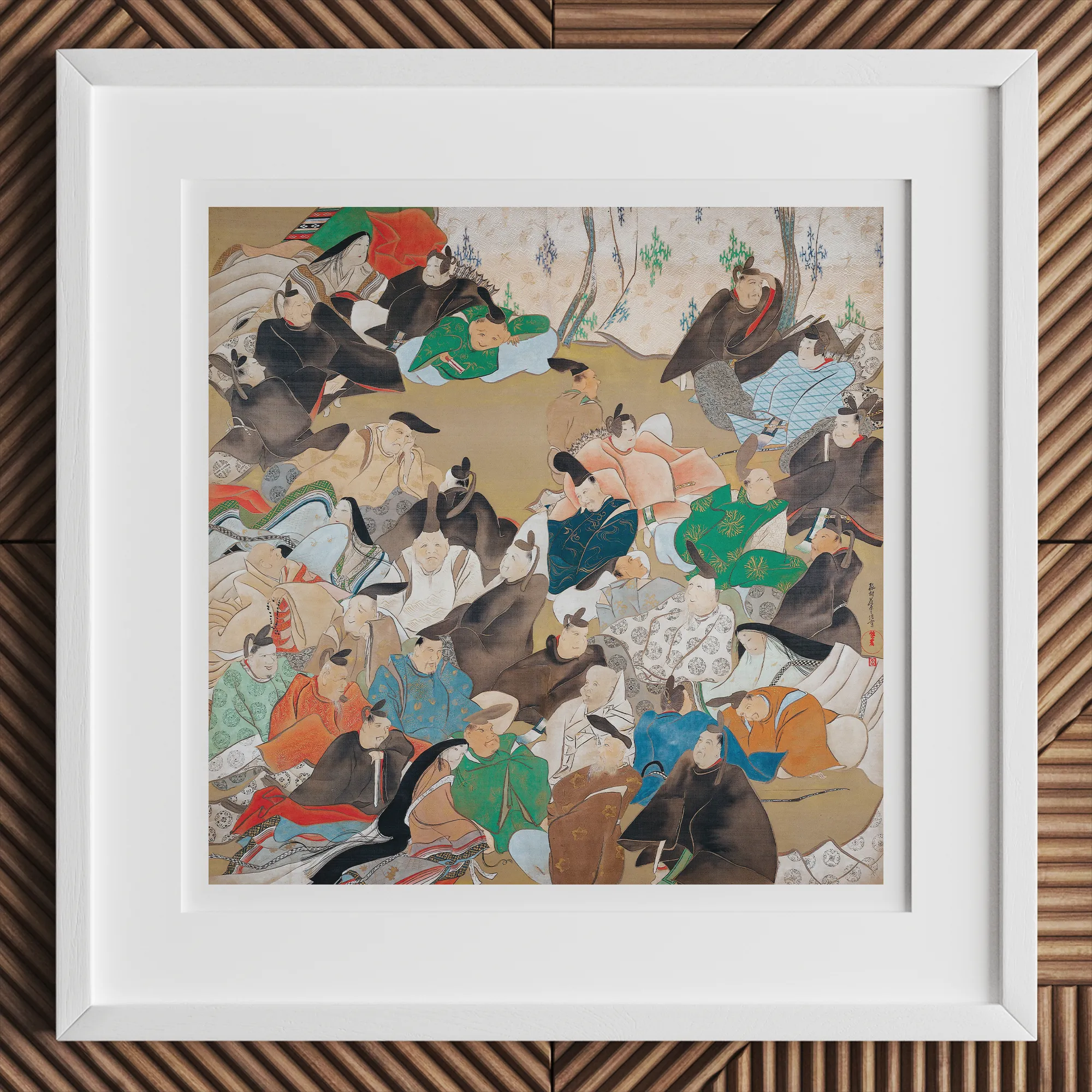 Thirty-six Poetic Immortals - Ikeda Koson Art Print, 12x12’’ / 31x31cm / White Frame, Framed Traditional Japanese Ukiyo-e Woodblock Print
