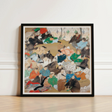 Thirty-six Poetic Immortals - Ikeda Koson Art Print / Canvas Framed Japanese Ukiyo-e Style Lively Figures Traditional, Imperial Stanza