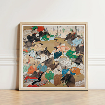 Thirty-six Poetic Immortals - Ikeda Koson Art Print / Canvas Framed Japanese-style Painting Lively Figures Traditional Attire Encased,