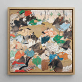 Thirty-six Poetic Immortals - Ikeda Koson Art Print / Canvas Framed Japanese-style Painting Lively Figures Traditional Robes Set Ikeda