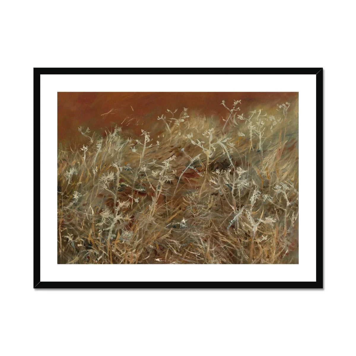 Thistles John Singer Sargent En Plein Air Art Print, Delicate Dried Wildflowers Grasses Muted Brown White Tones