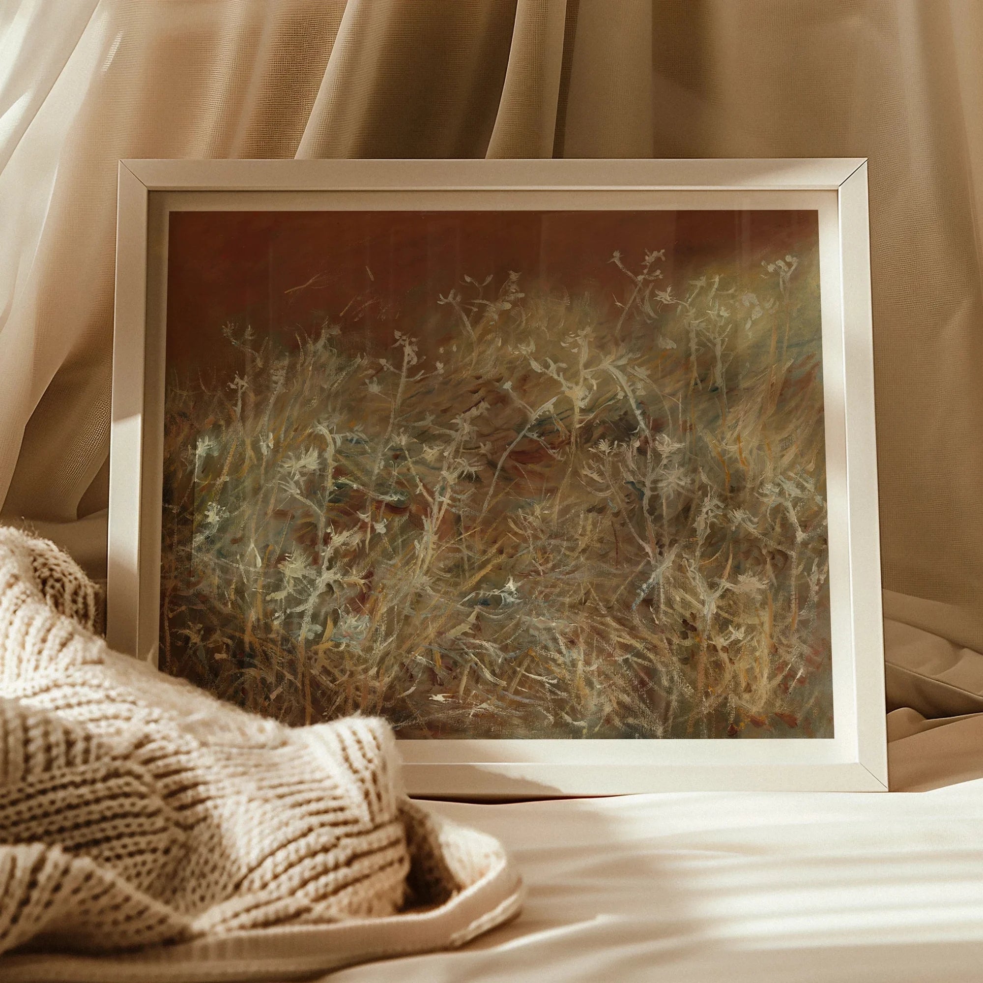 Thistles - John Singer Sargent En Plein Air Art Print, Framed Artwork Delicate Wildflowers Grasses Muted Tones
