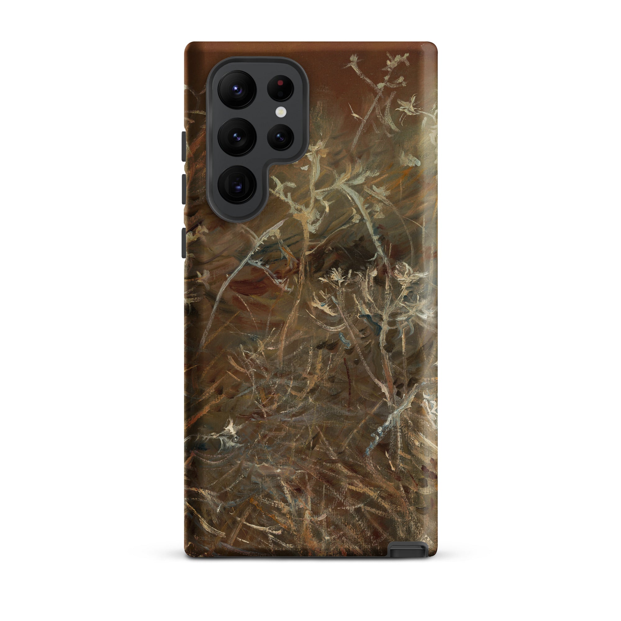 Thistles John Singer Sargent Samsung Case, Galaxy S22 Ultra / Matte, Brown Smartphone Case Textured Frost Plant Like Pattern