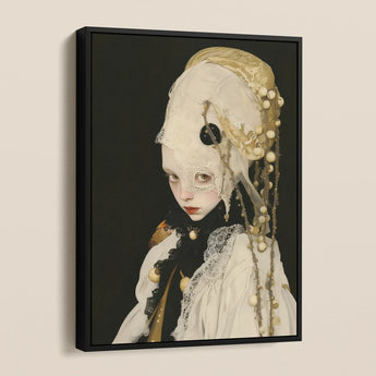 Thomasin - Queer White Witch Art Framed Canvas, Framed Portrait Pale Figure Ornate Antique-inspired Attire