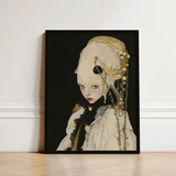 Black-framed Portrait Stylized Figure Ornate Cream-colored Lace Beaded Queer White Witch, Art, Vision Torn