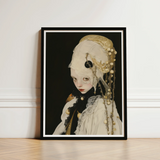 Framed Portrait Doll-like Figure Ornate Cream-colored Headdress Adorned Queer White Witch, Art, Vision Torn