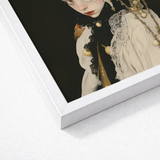 White Framed Art Print Portrait Woman Vintage Attire Queer Witch, Vision Torn