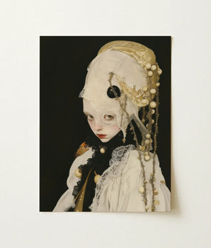 Hauntingly Beautiful Portrait Print Pale-skinned Figure Ornate Cream-colored Queer White Witch, Art, Vision Torn