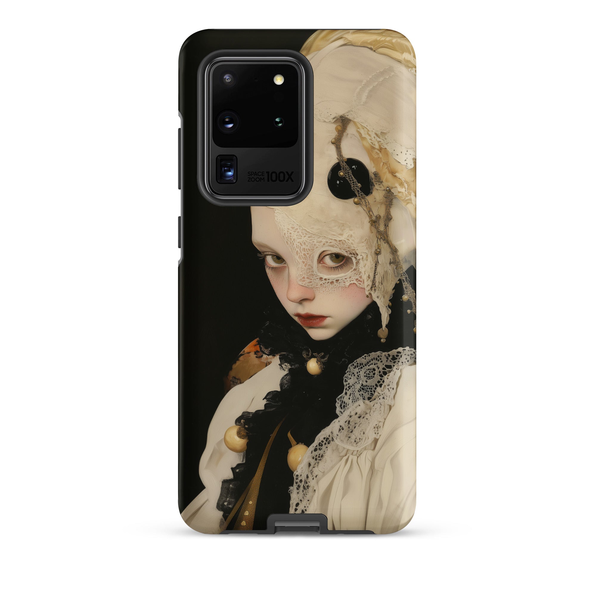 Thomasin Queer White Witch Samsung Case, Galaxy S20 Ultra / Matte, Smartphone Case Artistic Depiction Doll Like Figure Mask
