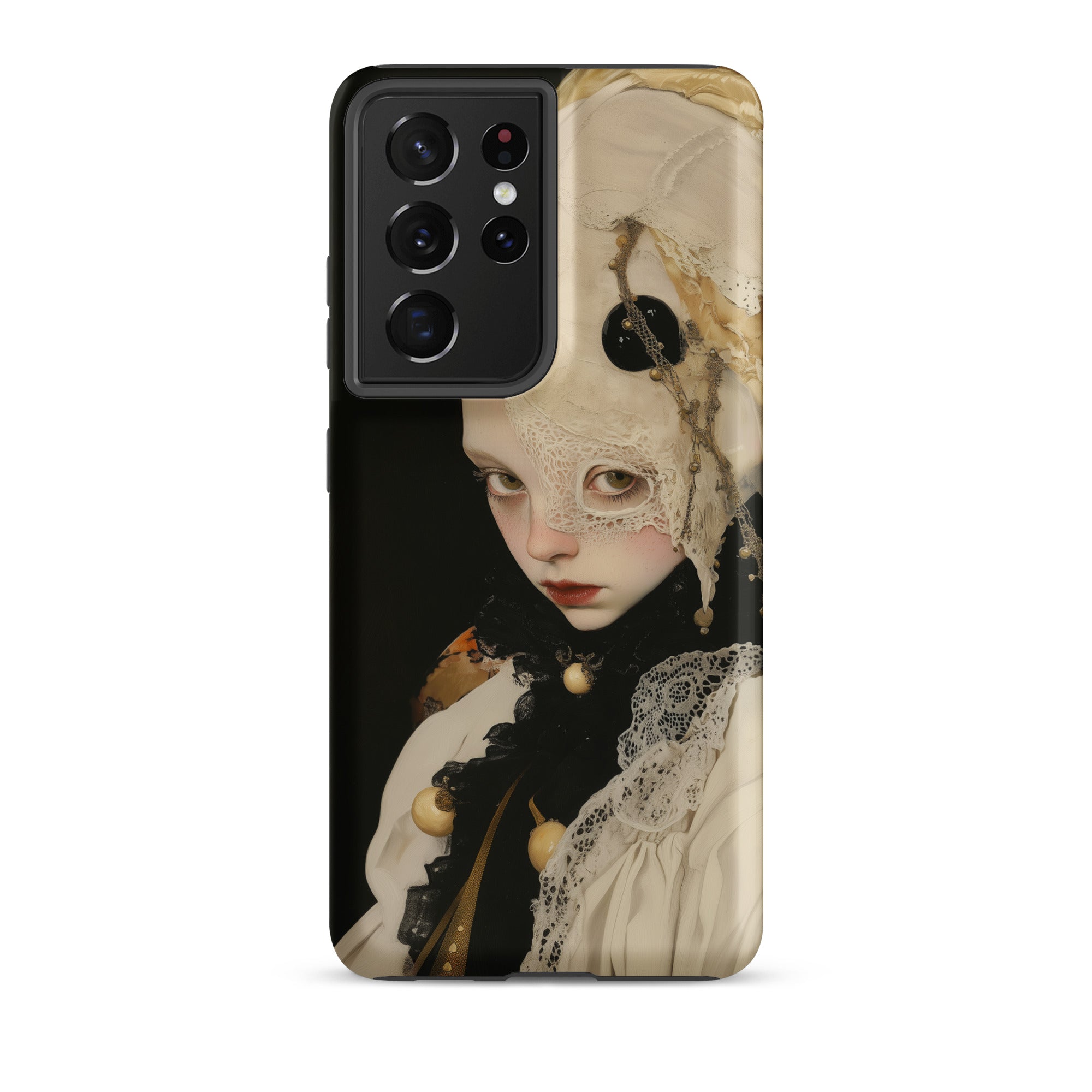 Thomasin Queer White Witch Samsung Case, Galaxy S21 Ultra / Matte, Phone Case Stylized Portrait Person White Gold Mask