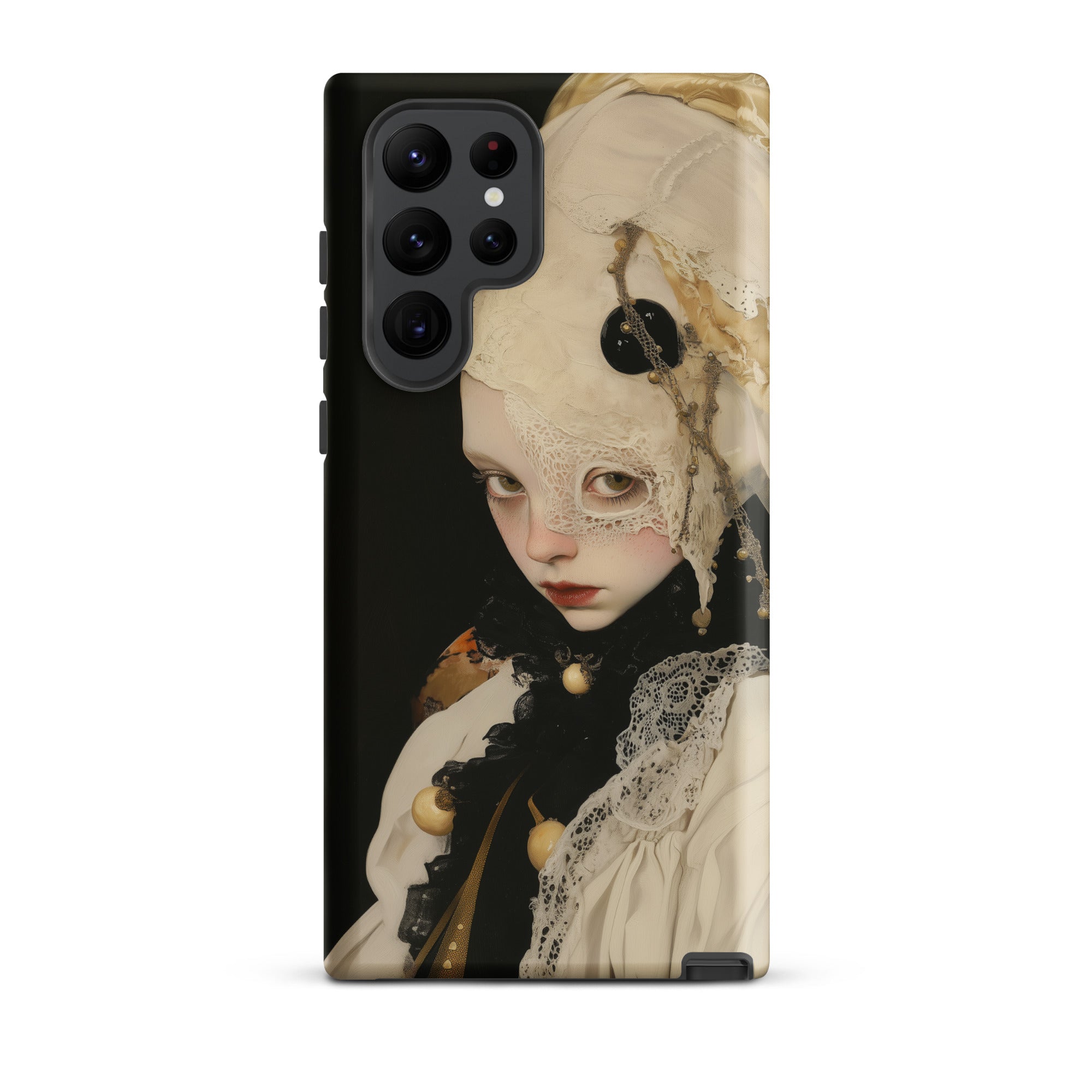 Thomasin Queer White Witch Samsung Case, Galaxy S22 Ultra / Matte, Smartphone Case White Faced Figure Lace Mask
