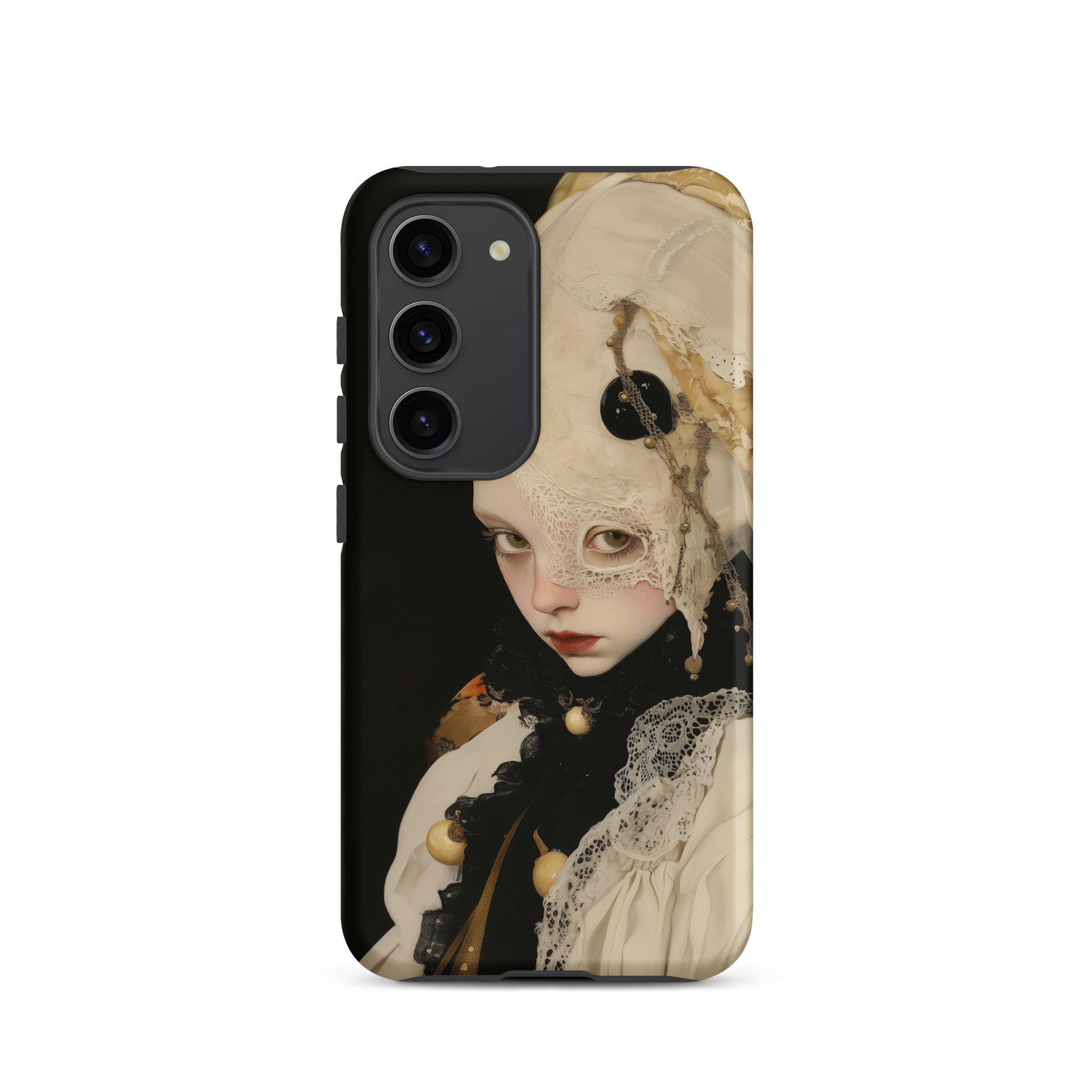 Thomasin Queer White Witch Samsung Case, Galaxy S23 / Matte, Phone Case Stylized Portrait Person Partially Masked Face