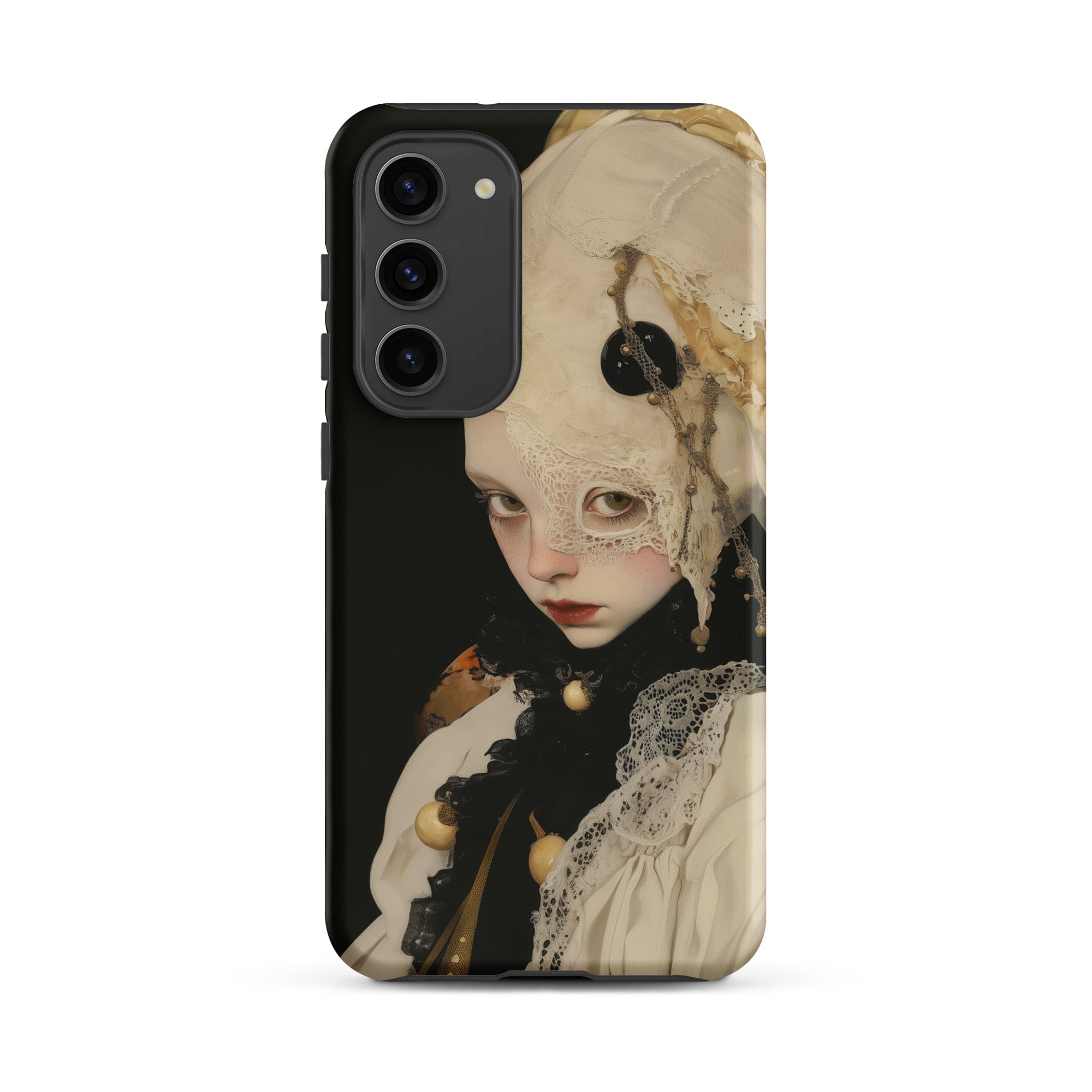 Thomasin Queer White Witch Samsung Case, Galaxy S23 Plus / Matte, Smartphone Case Gothic Style Portrait Person White Mask Black