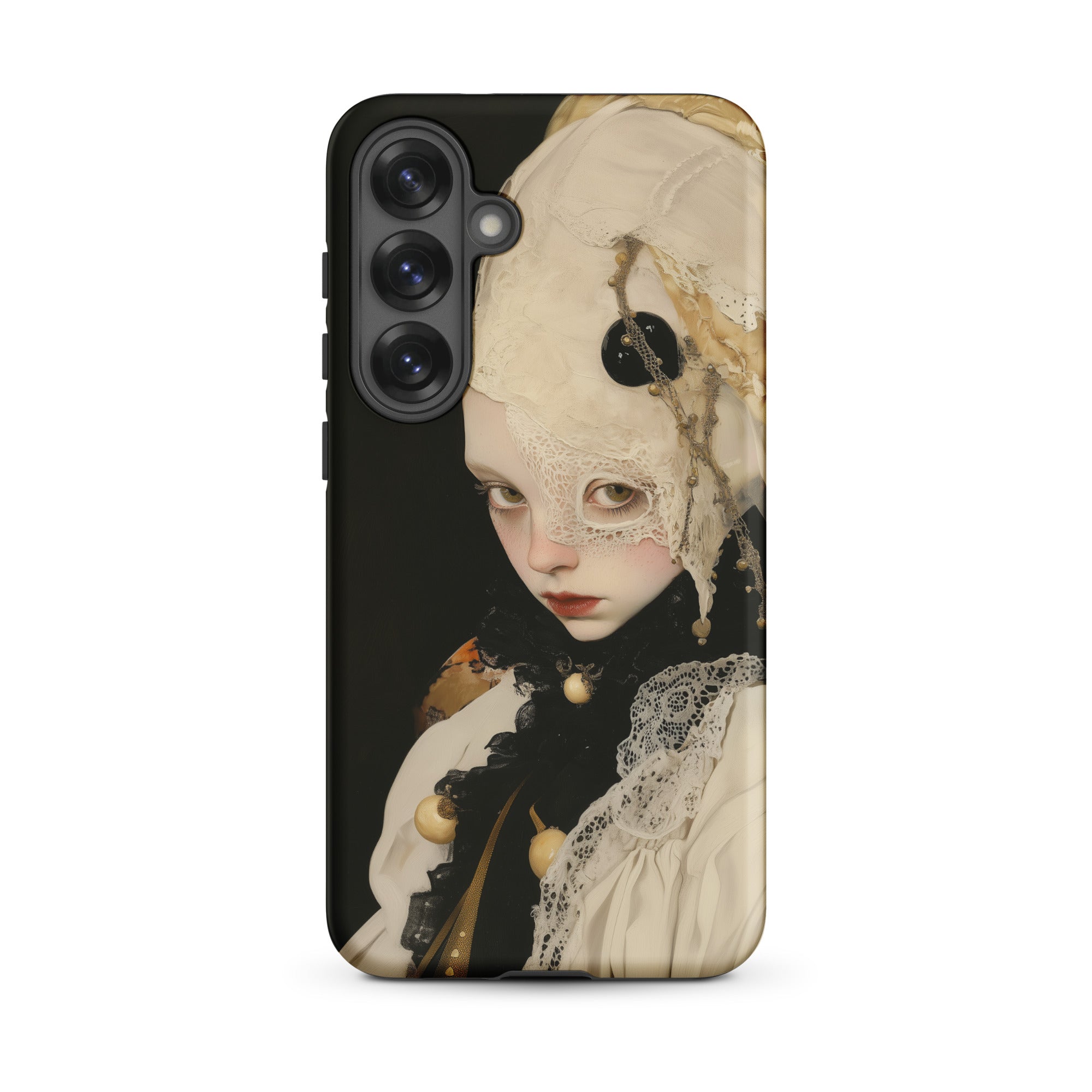 Thomasin Queer White Witch Samsung Case, Galaxy S25 Plus / Matte, Smartphone Surrealist Art Case Pale Figure White Black