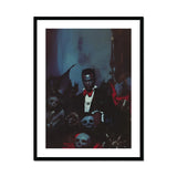 Thorne - Gay Black Dracula Art Print, Framed Spooky Photograph Figure Formal Attire Surrounded Skulls