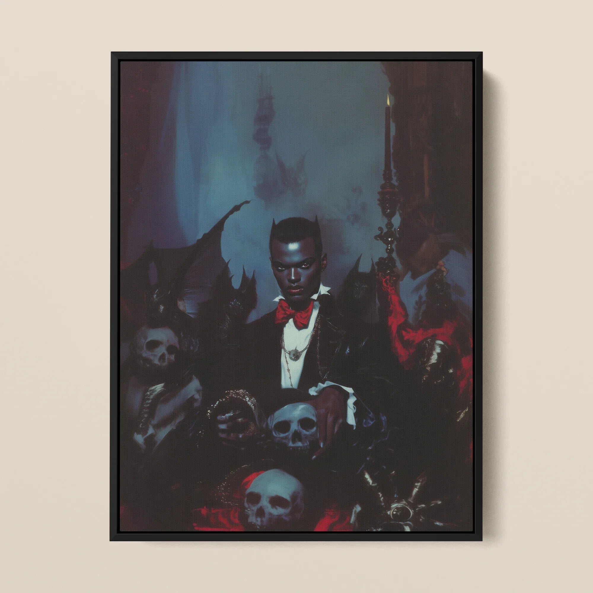 Thorne - Gay Black Dracula Art Framed Canvas, Framed Gothic Art Print